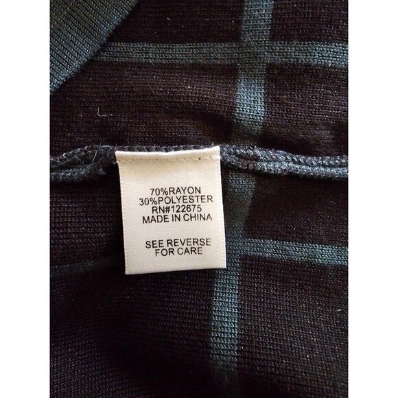 Pina Rossi Women’s Skirt Size Large Green Black Windowpane Check Pencil Midi - Picture 8 of 9